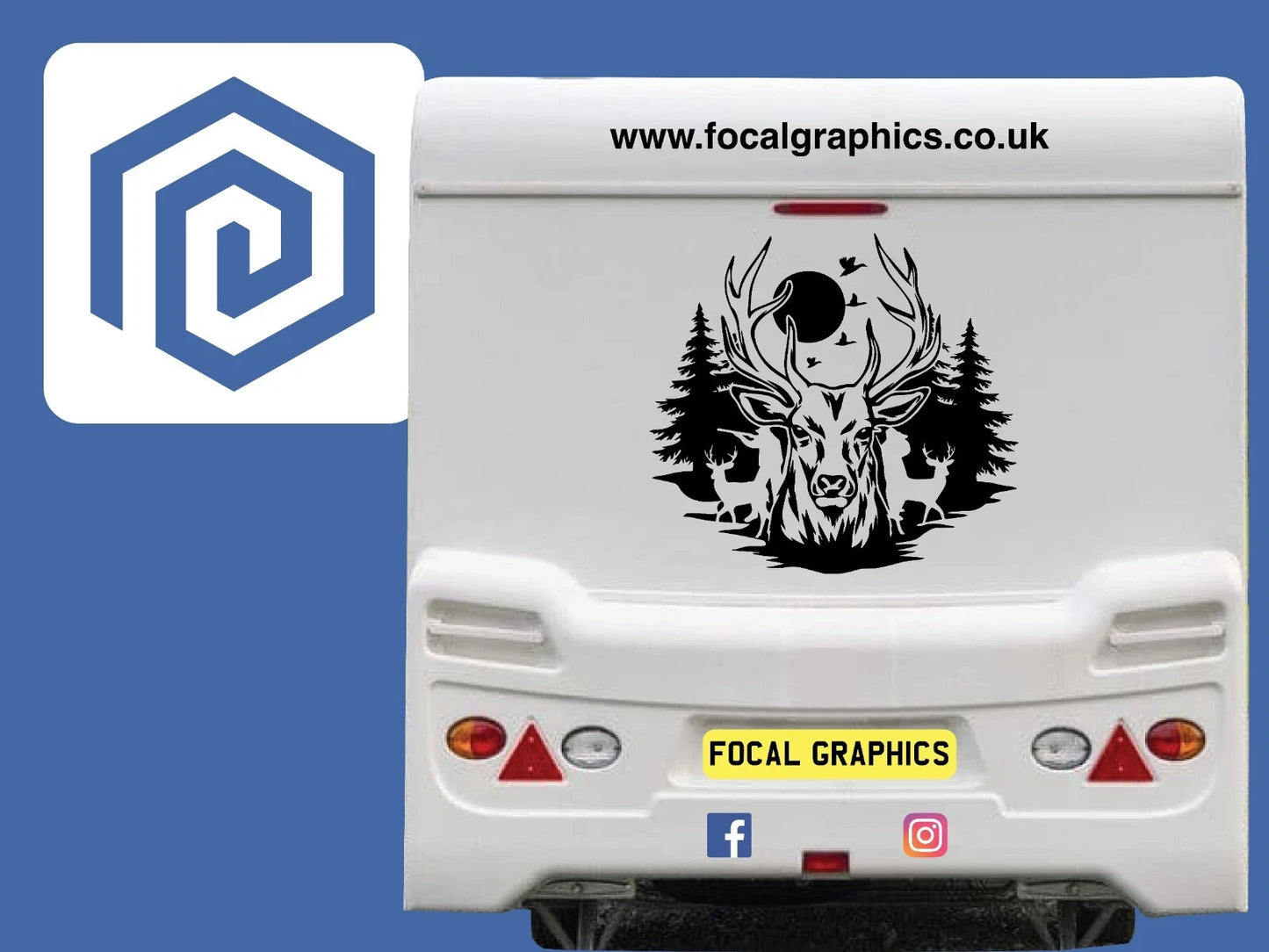 Deer Forrest Vinyl Decal For Campervan Van Caravan Sticker Graphic Camping LARGE
