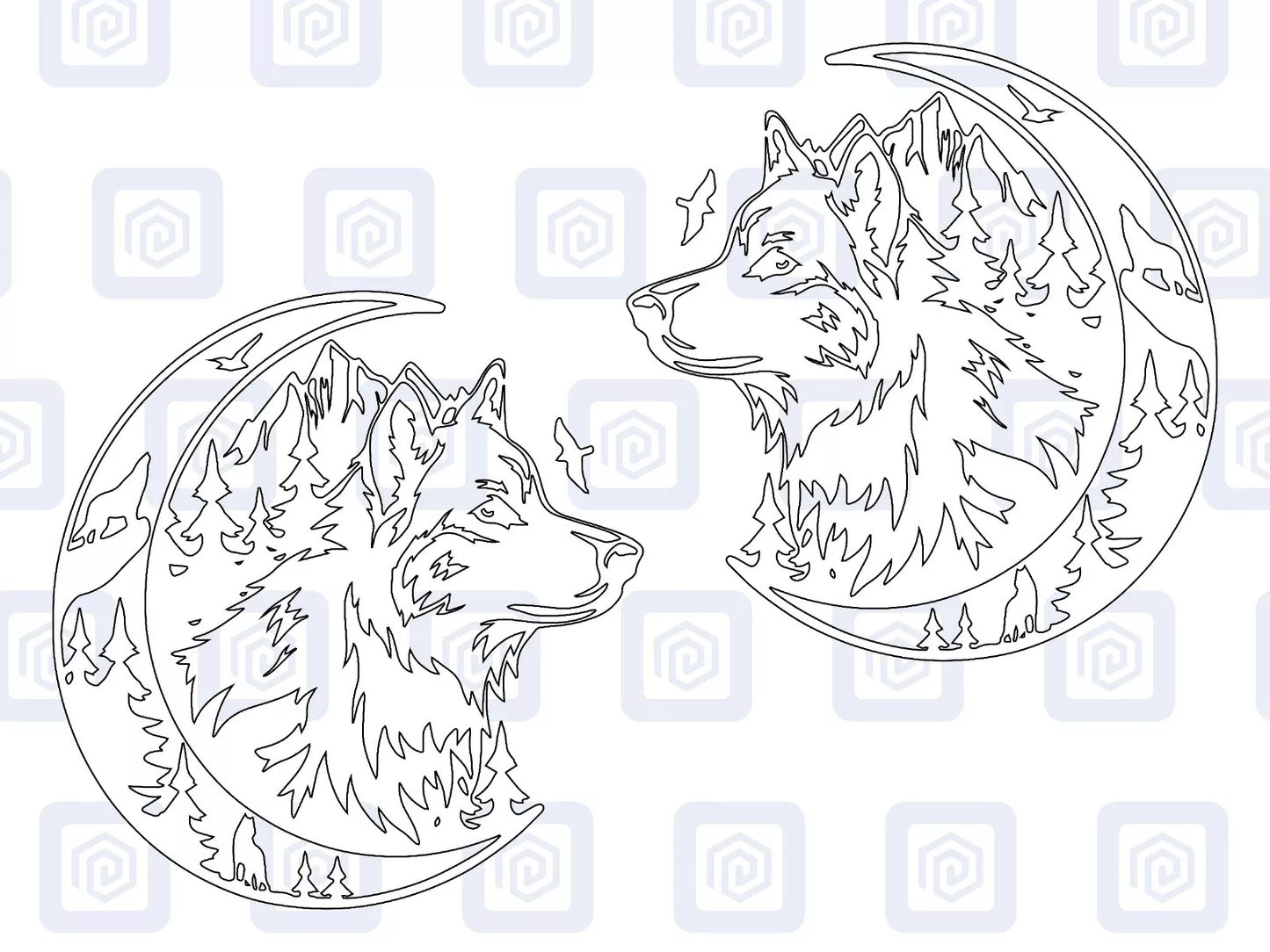LARGE 2x Wolf Mountain Moon Vinyl Decals For Camper Van Caravan Sticker Graphic