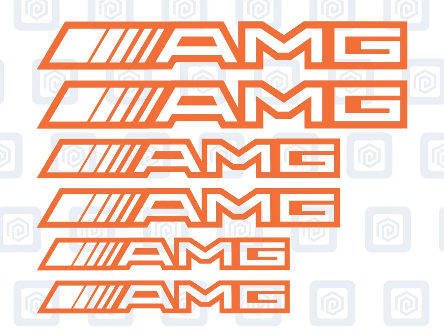 AMG Hollow Letter Brake Caliper Decal Style Stickers - 3 SIZES - x 6