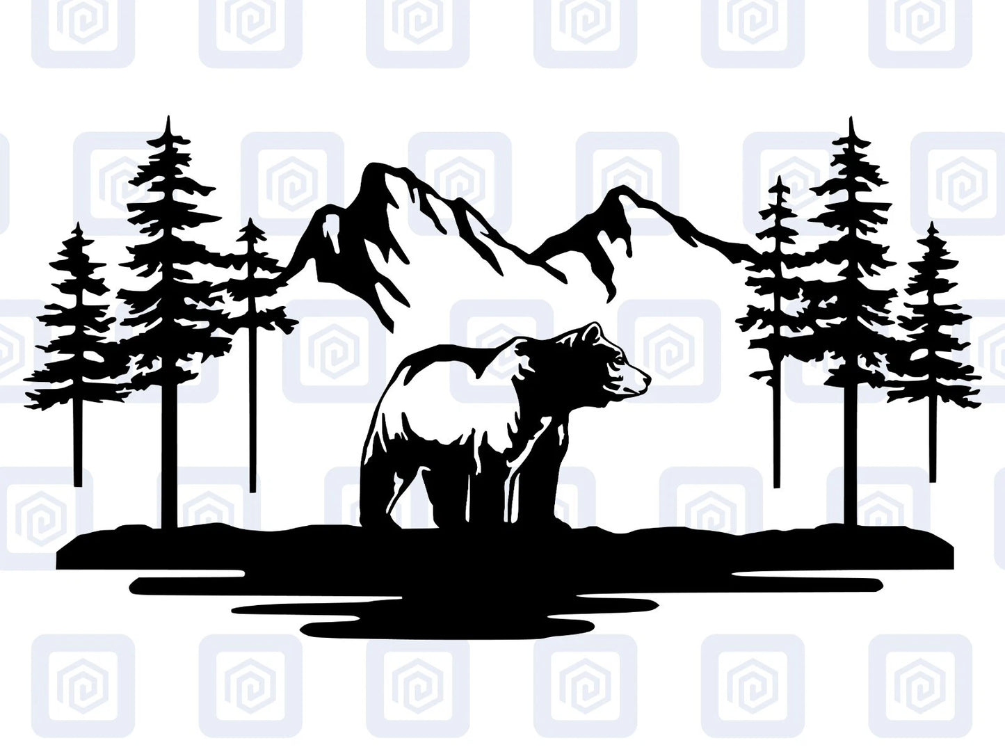 LARGE Bear Mountain Decal For Campervan Van Caravan Sticker Graphic Forrest
