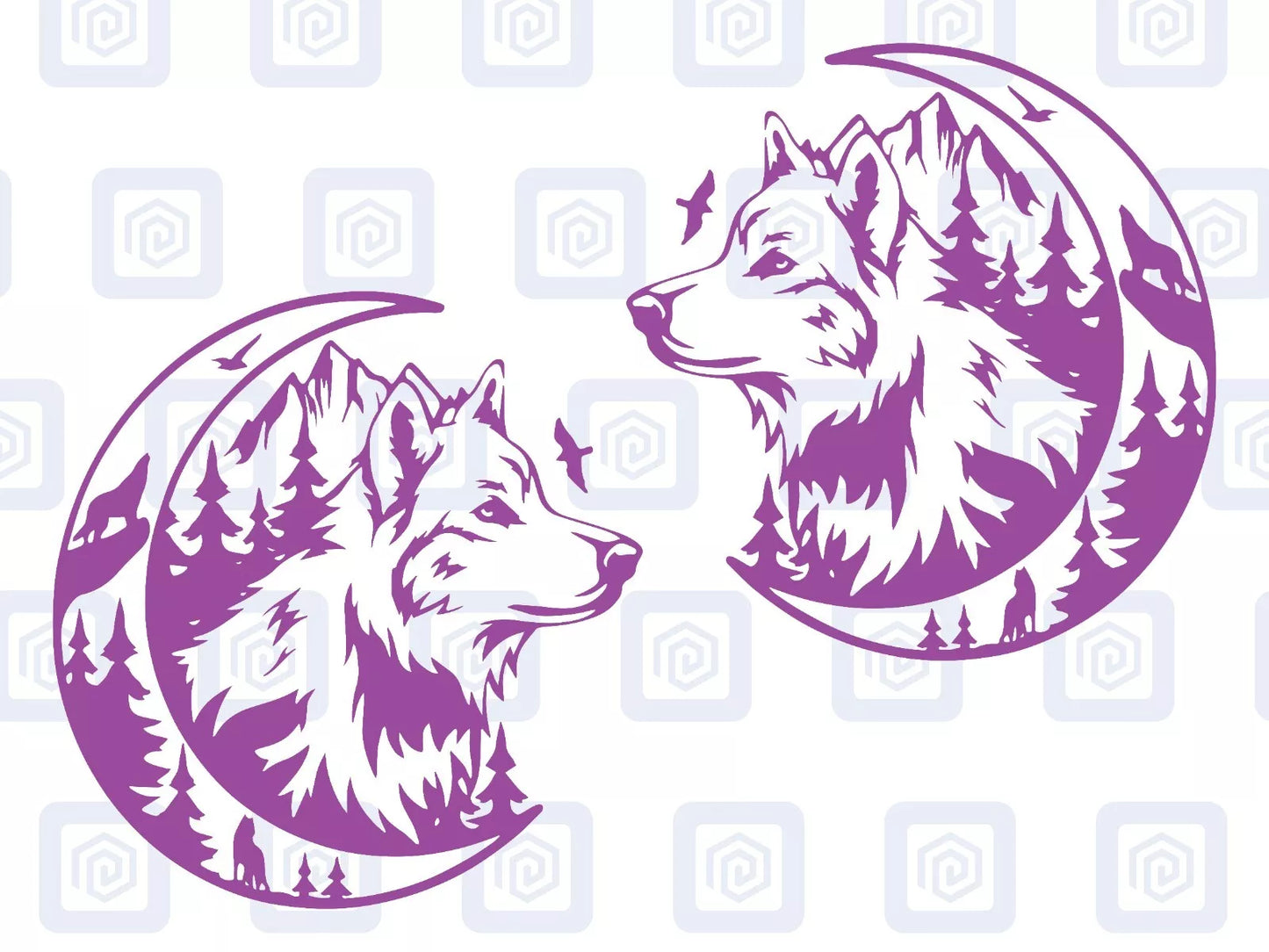 LARGE 2x Wolf Mountain Moon Vinyl Decals For Camper Van Caravan Sticker Graphic