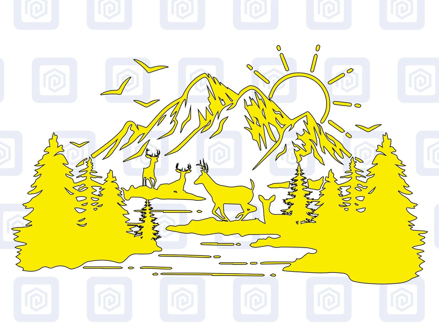 Scenic Lake Deer Mountain Vinyl Decal Campervan Van Caravan Sticker Graphic