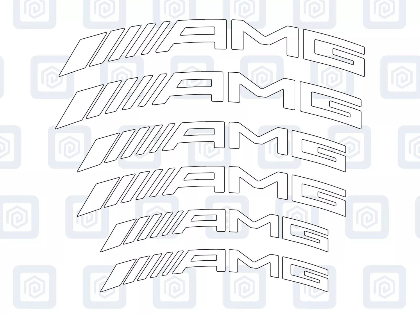 AMG Curved Brake Caliper Decal Style Stickers - 3 SIZES - x 6