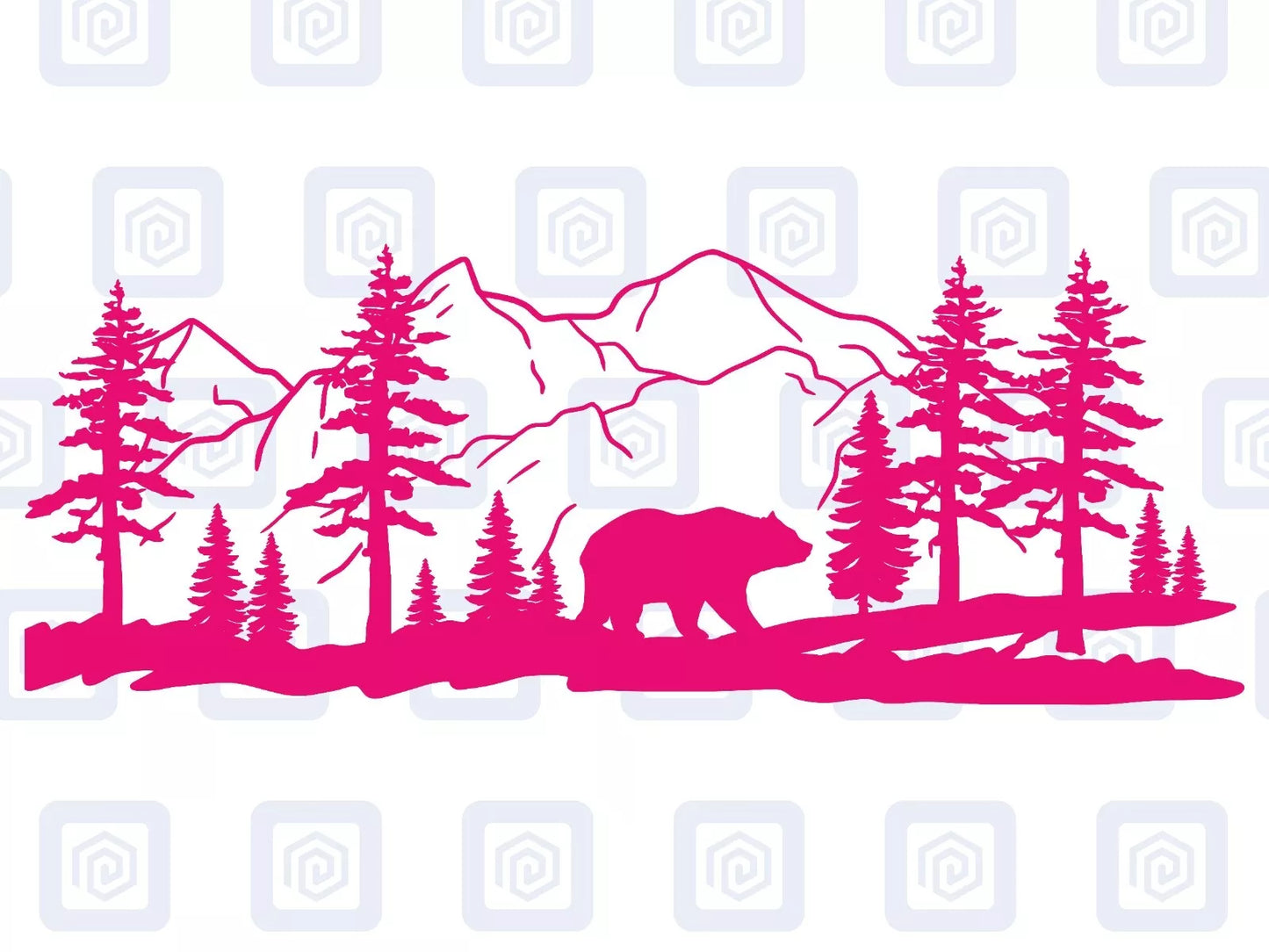 LARGE Bear Mountain Forrest Vinyl Decals For Camper Van Caravan Sticker Graphic