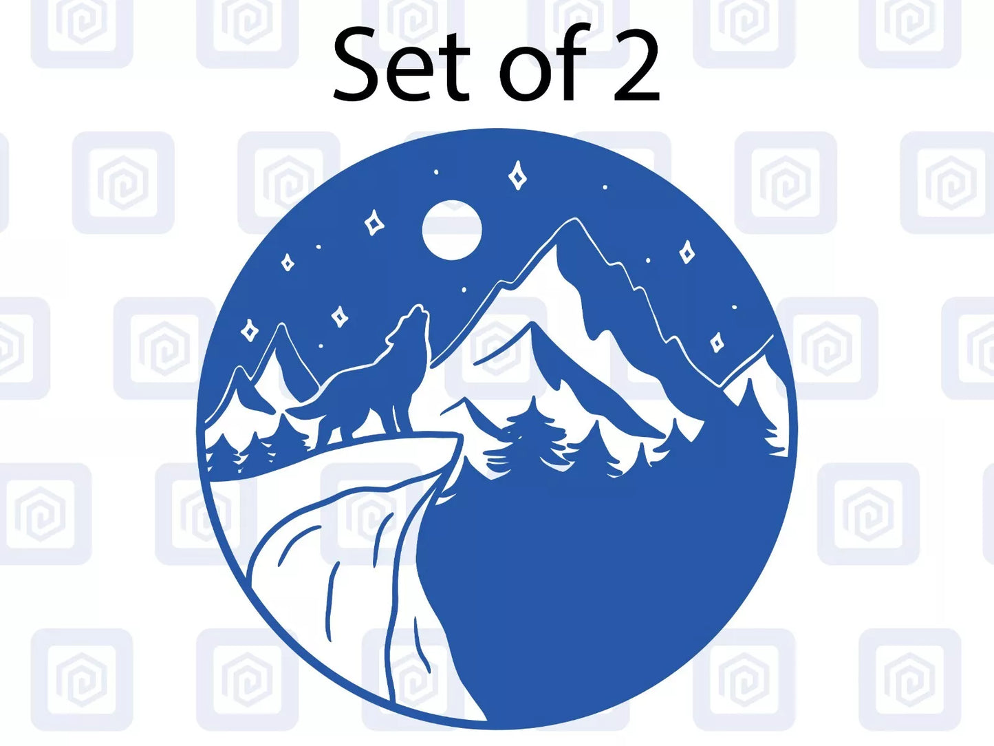 2x Wolf Moon & Mountain Vinyl Decals For Camper Van Caravan Sticker Graphic