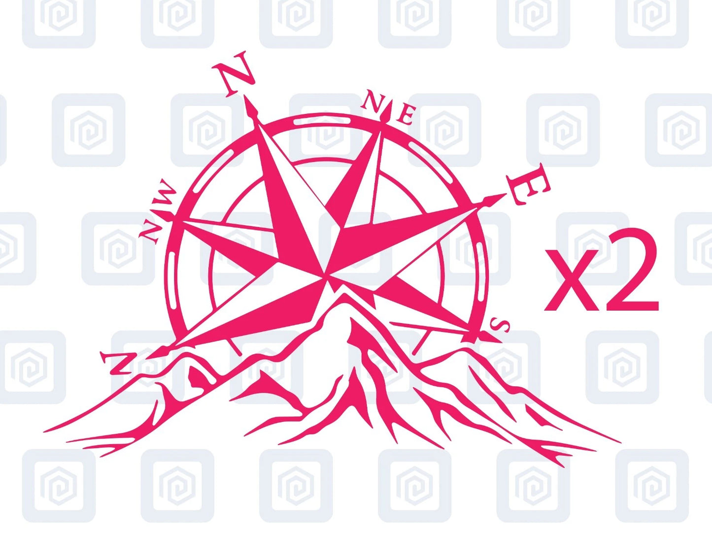 2x Compass Mountain Vinyl Decals For Camper Motorhome Caravan Sticker Graphic