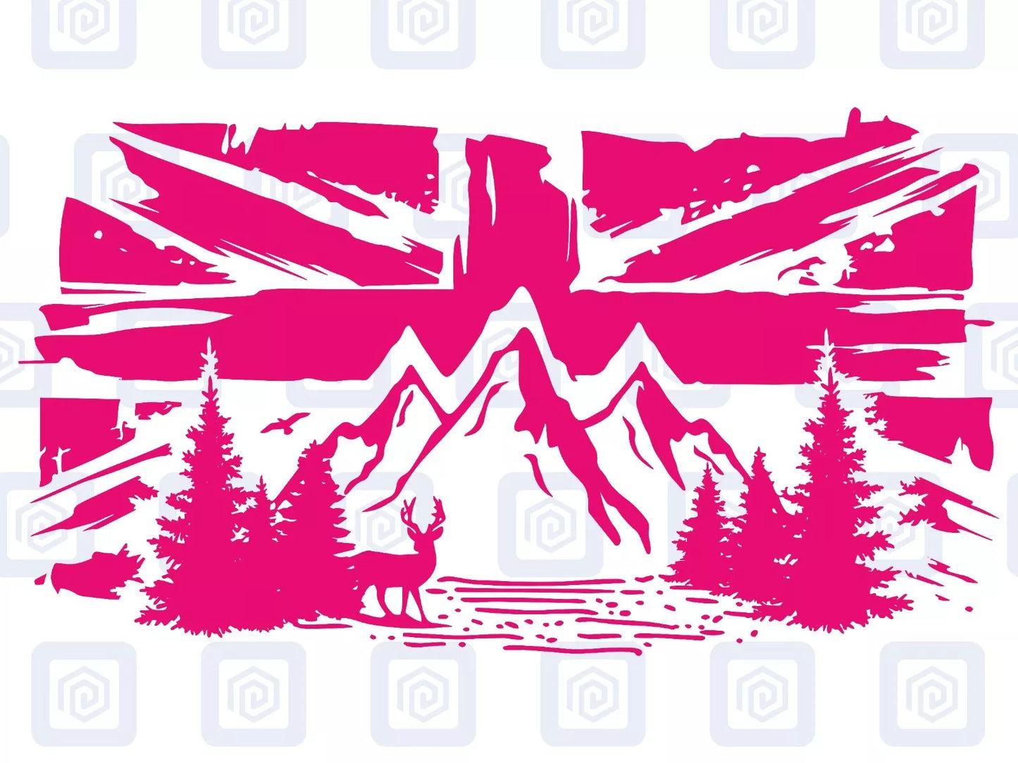 Union Jack Mountain Deer Vinyl Decals For Camper Van Caravan Sticker Graphic