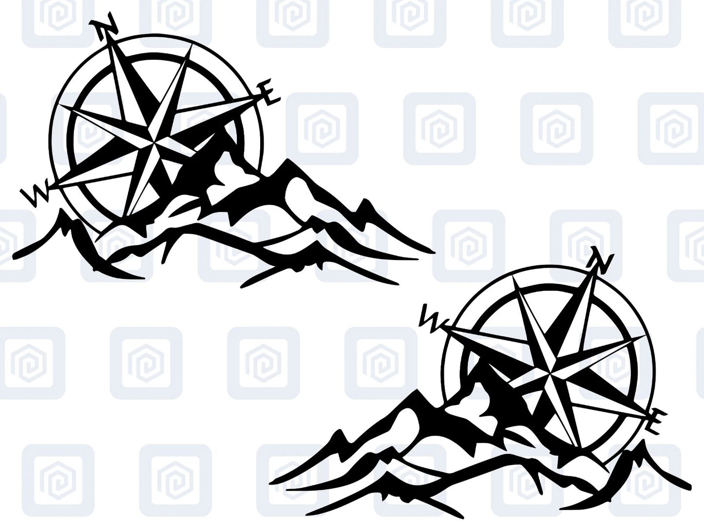 LARGE 2x Compass Mountain Vinyl Decals For Camper Van Caravan Sticker Graphic