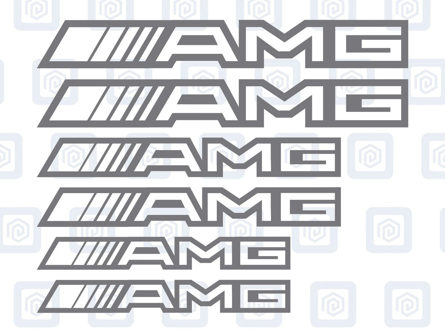 AMG Hollow Letter Brake Caliper Decal Style Stickers - 3 SIZES - x 6