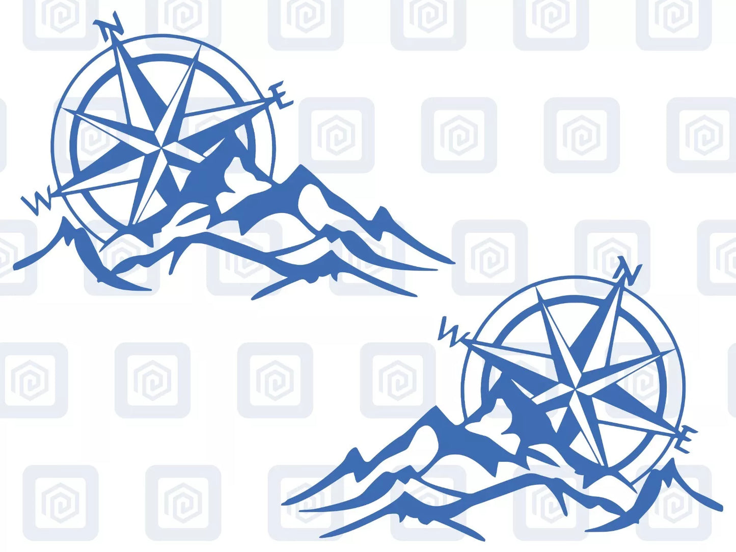 SMALL 2x Compass Mountain Vinyl Decals For Camper Van Caravan Sticker Graphic