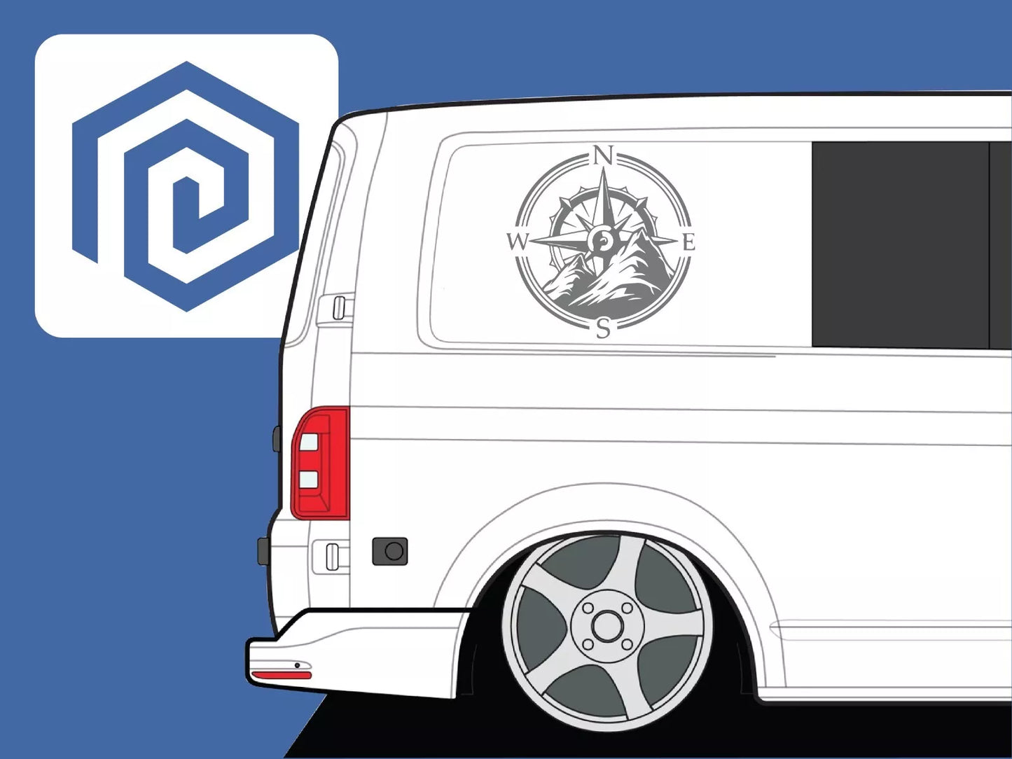 2x Roundel Compass Vinyl Decals For Camper Motorhome Caravan Sticker Graphic