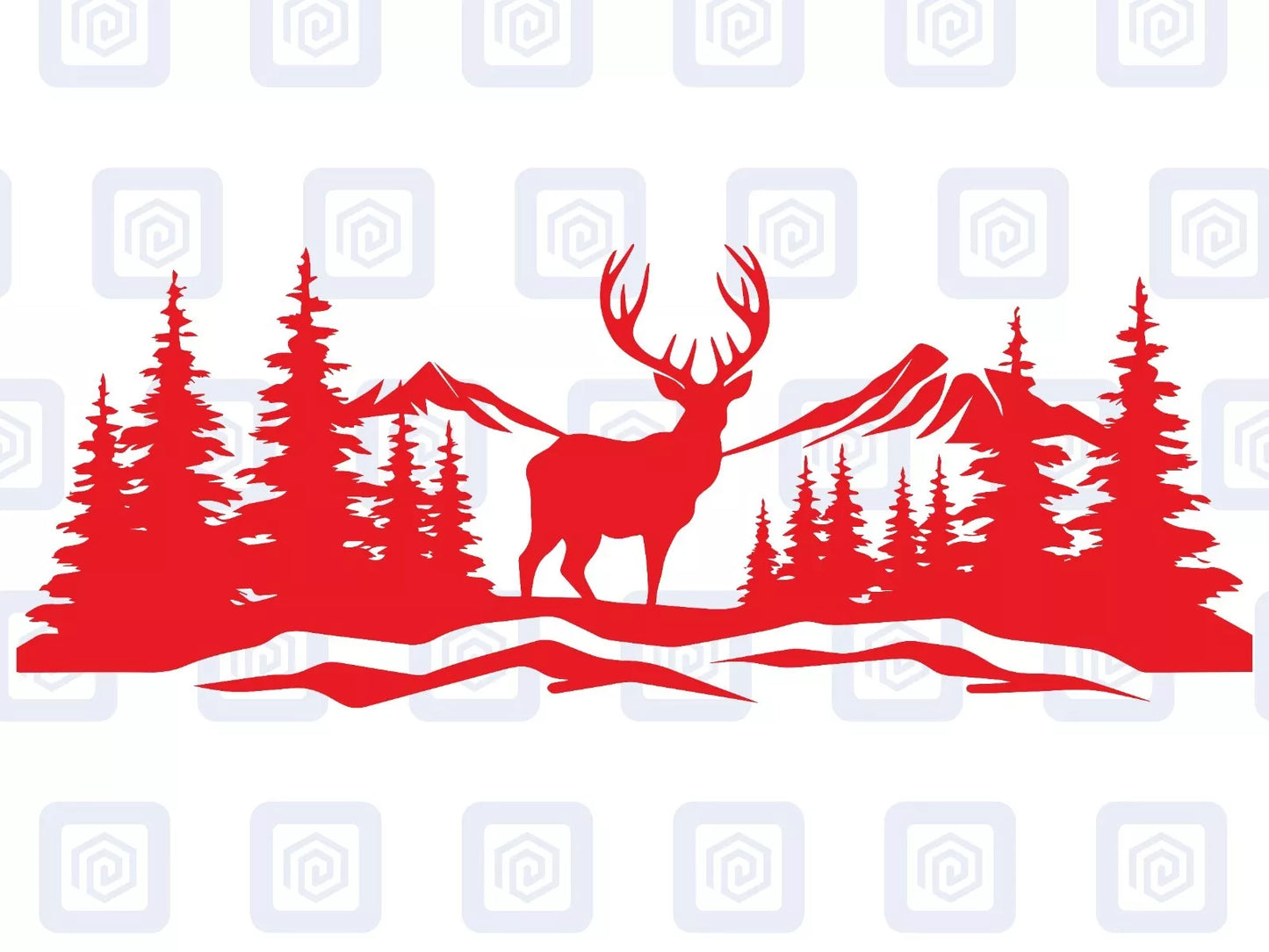 LARGE Mountain Forrest Deer Lake Nature Vinyl Decal Camper Van Caravan Sticker