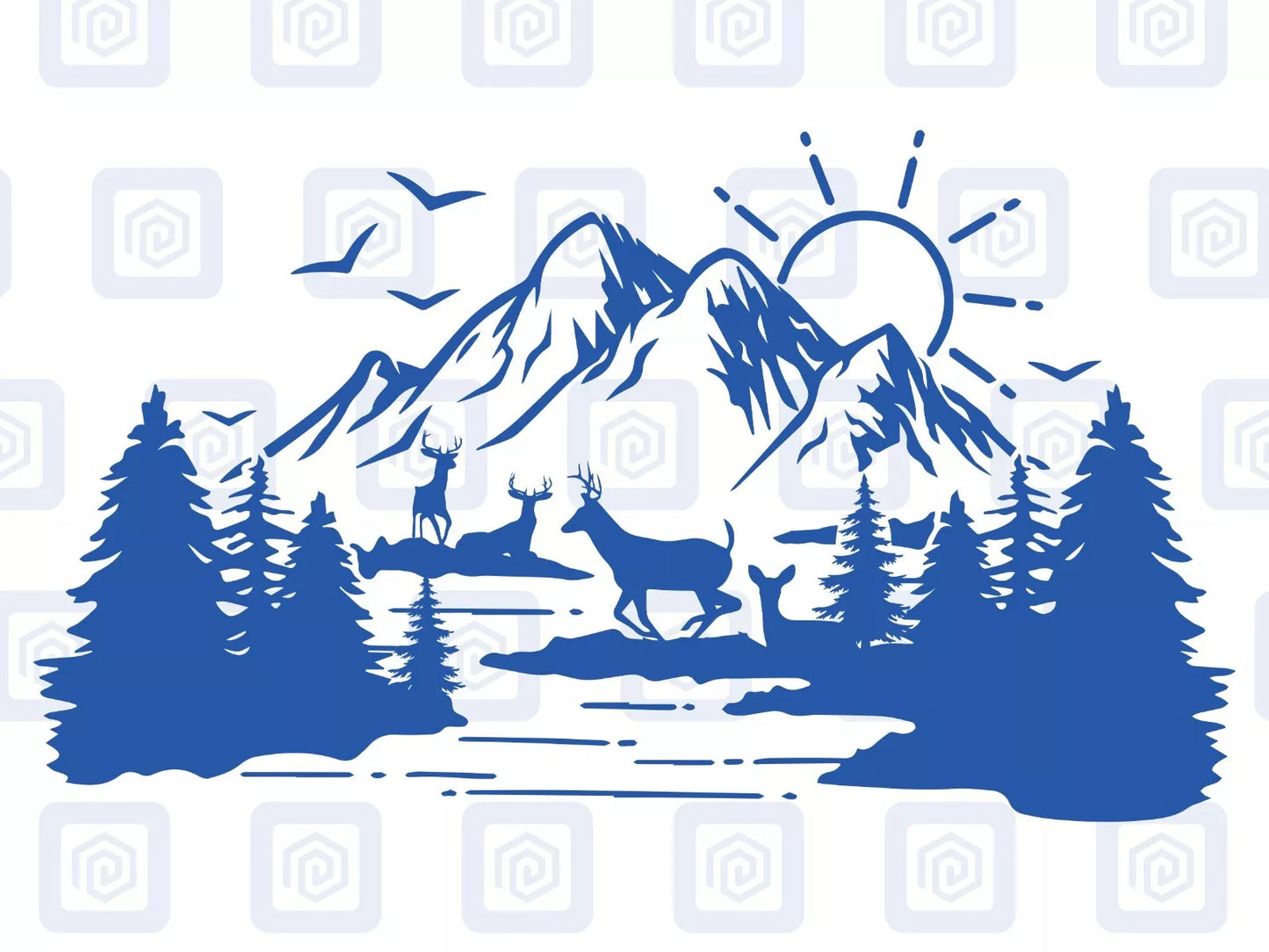 Scenic Lake Deer Mountain Vinyl Decal Campervan Van Caravan Sticker Graphic