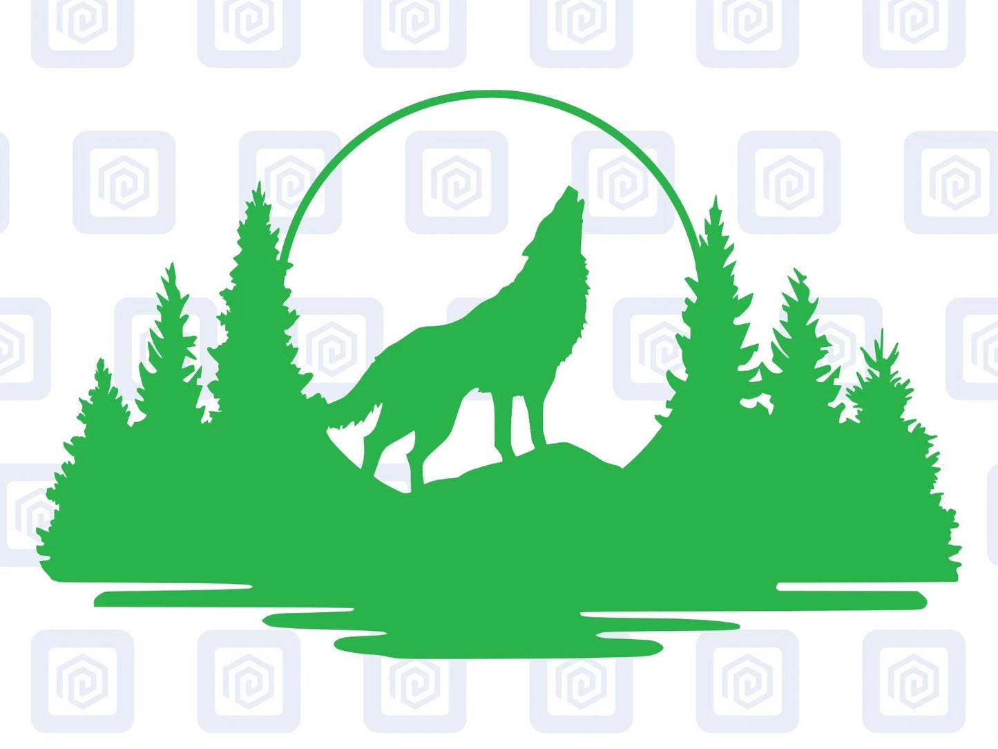 LARGE Forrest Howling Lake Wolf Wood Decal Campervan Van Caravan Sticker Graphic
