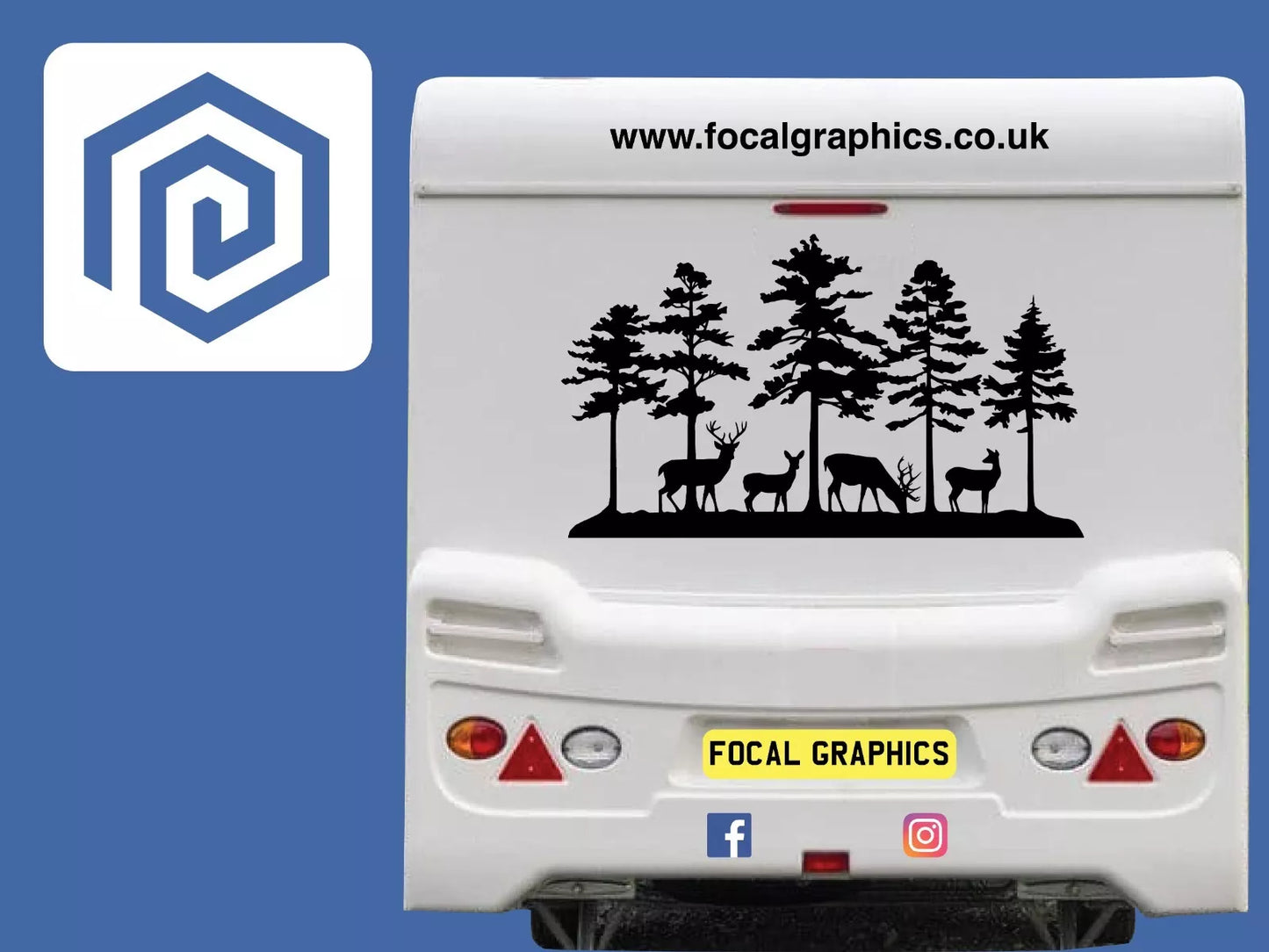 LARGE Forrest Deer Wood Fawn Decal Campervan Van Caravan Sticker Graphic