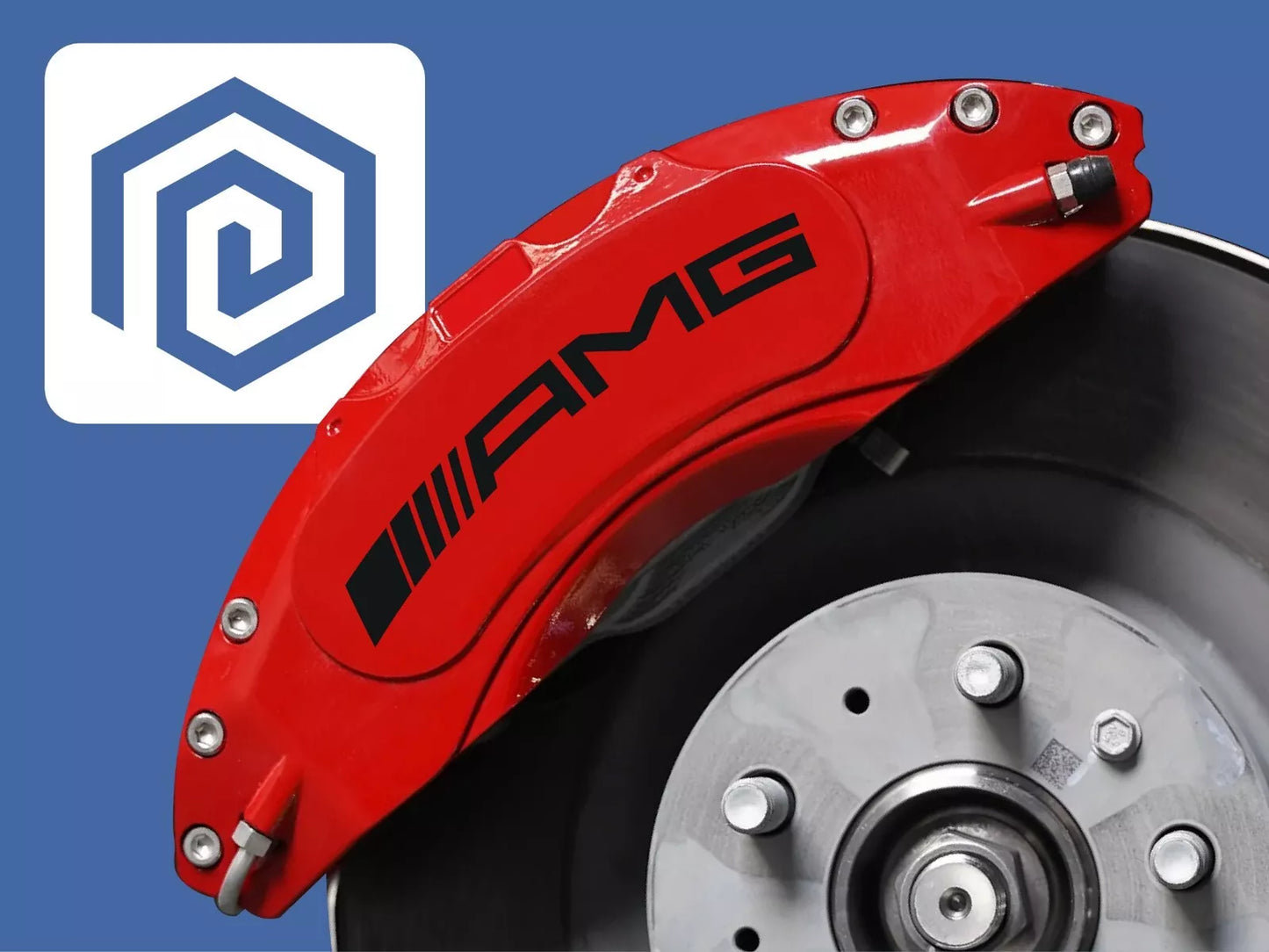 AMG Curved Brake Caliper Decal Style Stickers - 3 SIZES - x 6