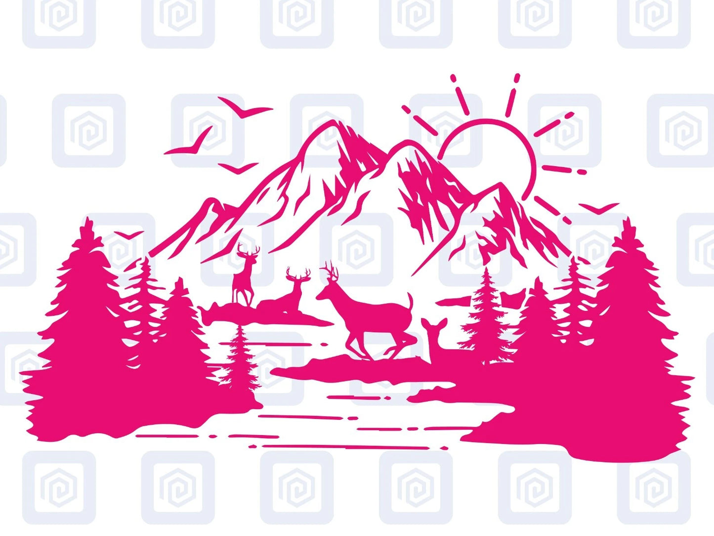 Scenic Lake Deer Mountain Vinyl Decal Campervan Van Caravan Sticker Graphic