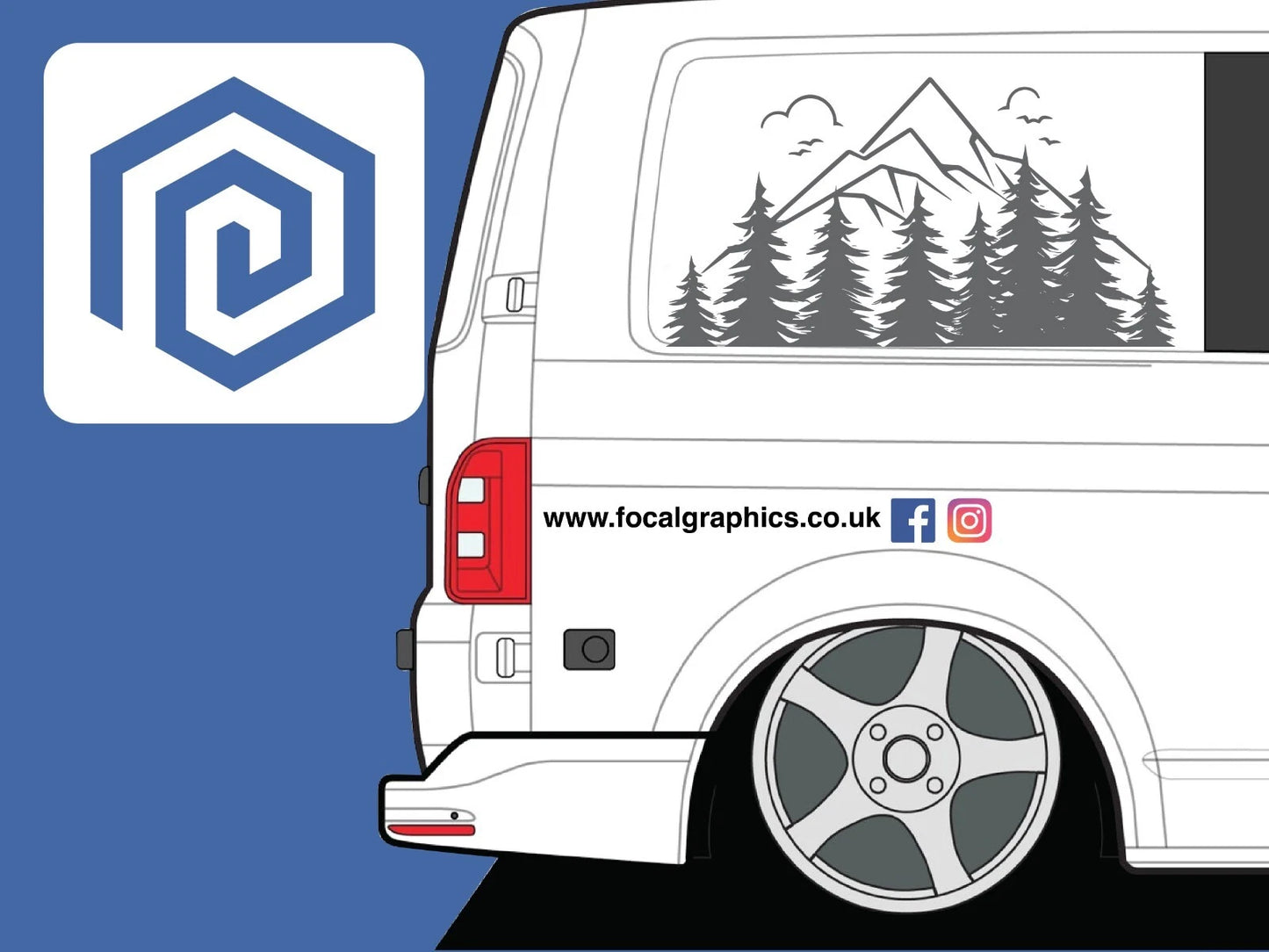 2x Scenic Mountain Vinyl Decals For Camper Van Caravan Sticker Graphic