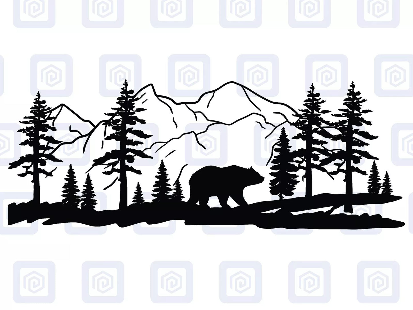 LARGE Bear Mountain Forrest Vinyl Decals For Camper Van Caravan Sticker Graphic