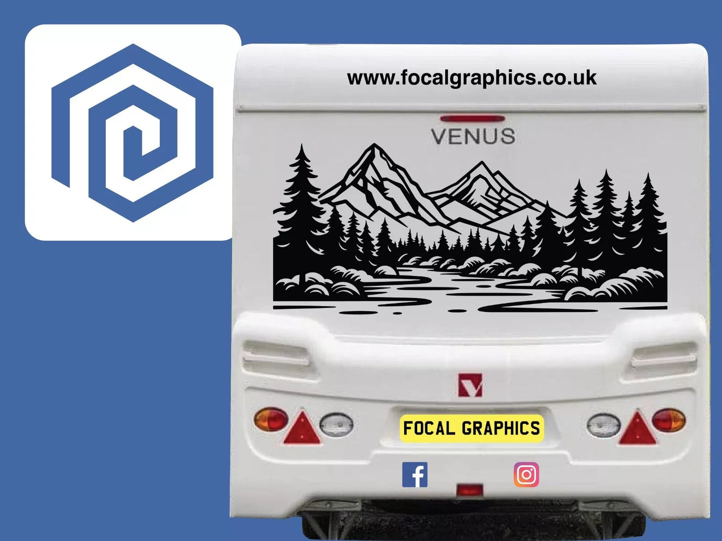 XL Mountain River Scenic Vinyl Decals For Camper Van Caravan Sticker Graphic