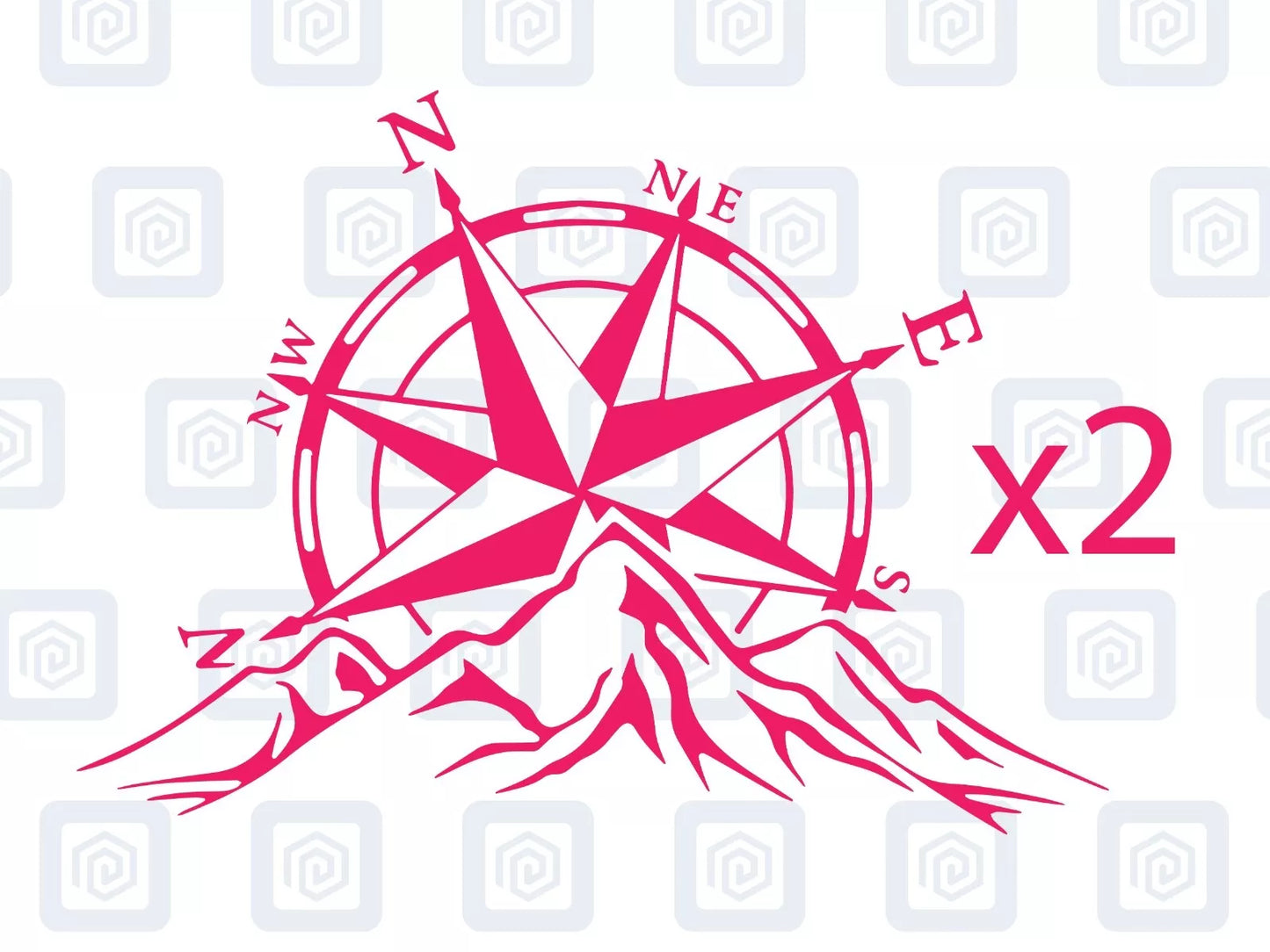 Compass Mountain Vinyl Decals For Campervan Van Caravan Sticker Graphic