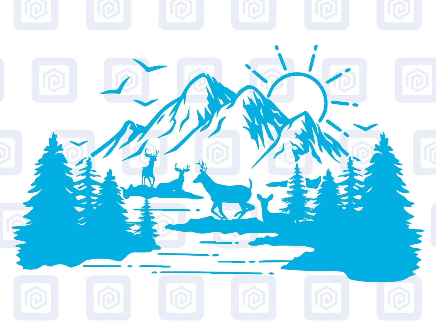 Scenic Lake Deer Mountain Vinyl Decal Campervan Van Caravan Sticker Graphic