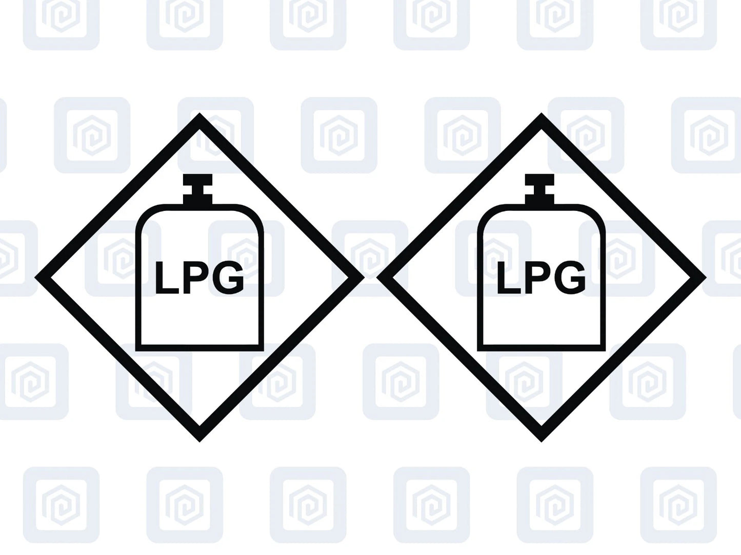 LPG Gas Warning Sign Custom Colour sticker logos (set of 2)
