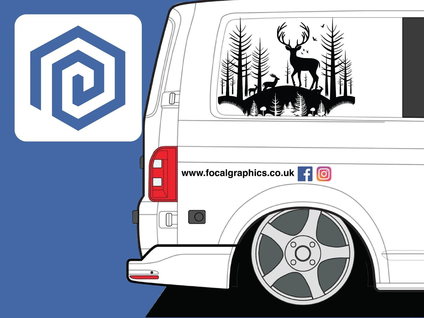 2x Scenic Woodland Mountain Vinyl Decals For Camper Van Caravan Sticker Graphic