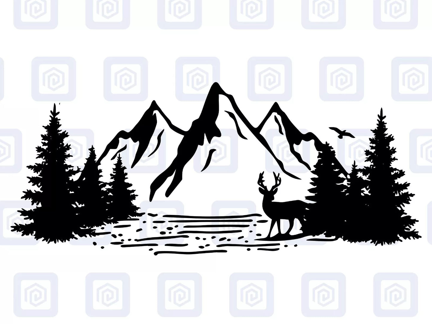 LARGE Forrest Mountain Lake Deer Decal Campervan Van Caravan Sticker Graphic