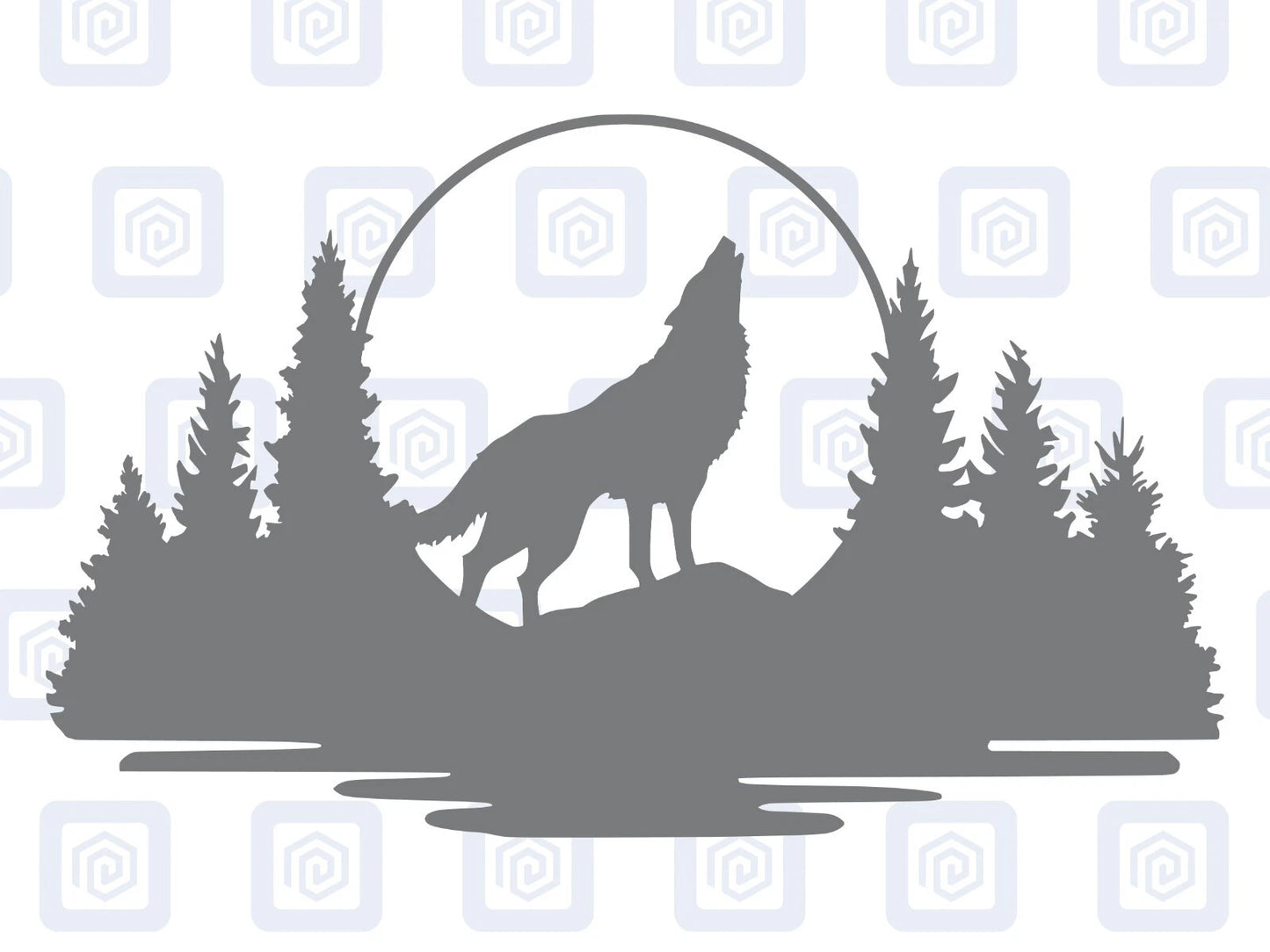 LARGE Forrest Howling Lake Wolf Wood Decal Campervan Van Caravan Sticker Graphic