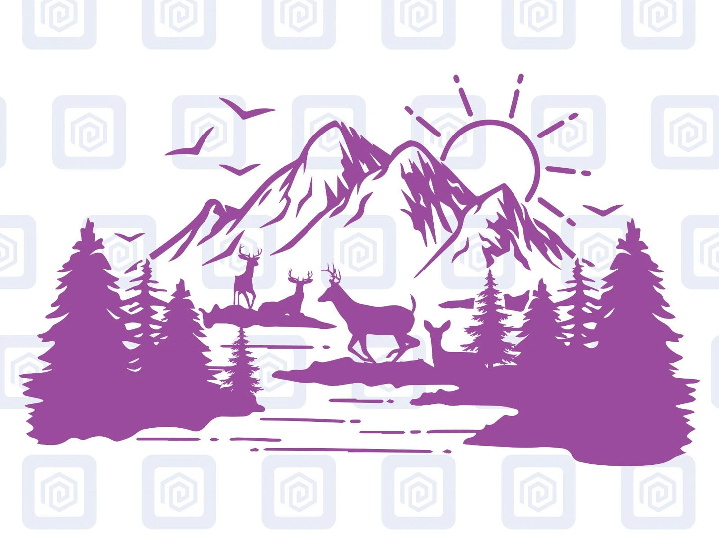 Scenic Lake Deer Mountain Vinyl Decal Campervan Van Caravan Sticker Graphic
