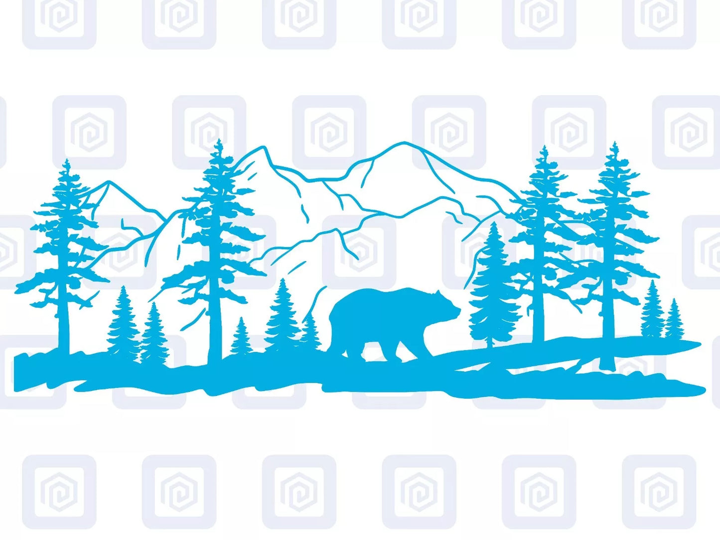 LARGE Bear Mountain Forrest Vinyl Decals For Camper Van Caravan Sticker Graphic
