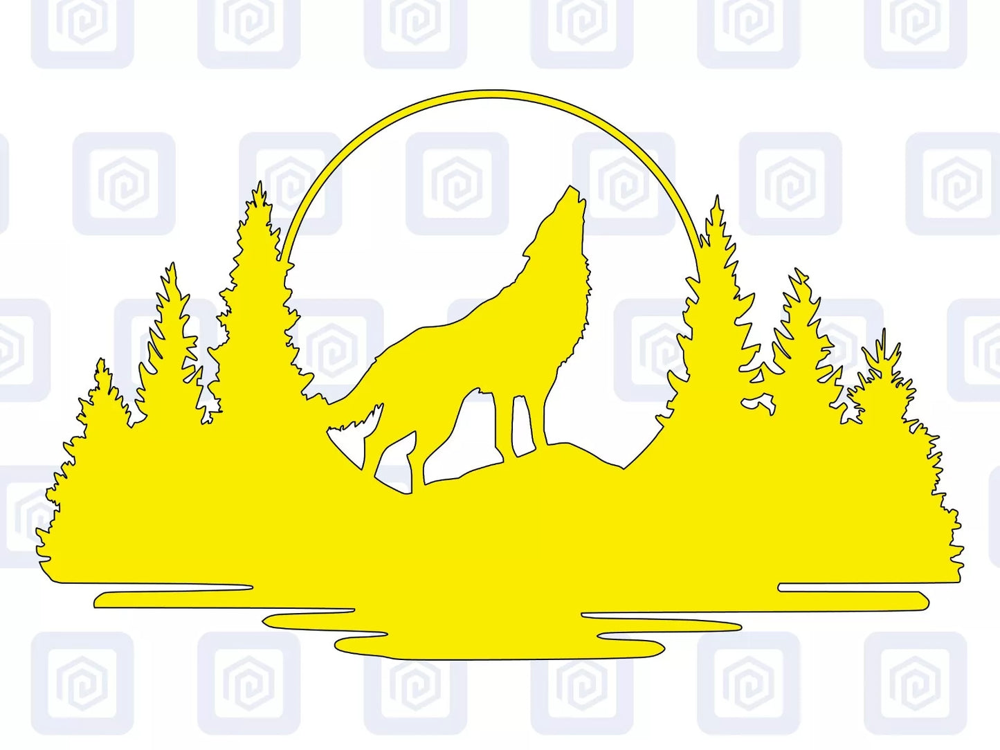 LARGE Forrest Howling Lake Wolf Wood Decal Campervan Van Caravan Sticker Graphic
