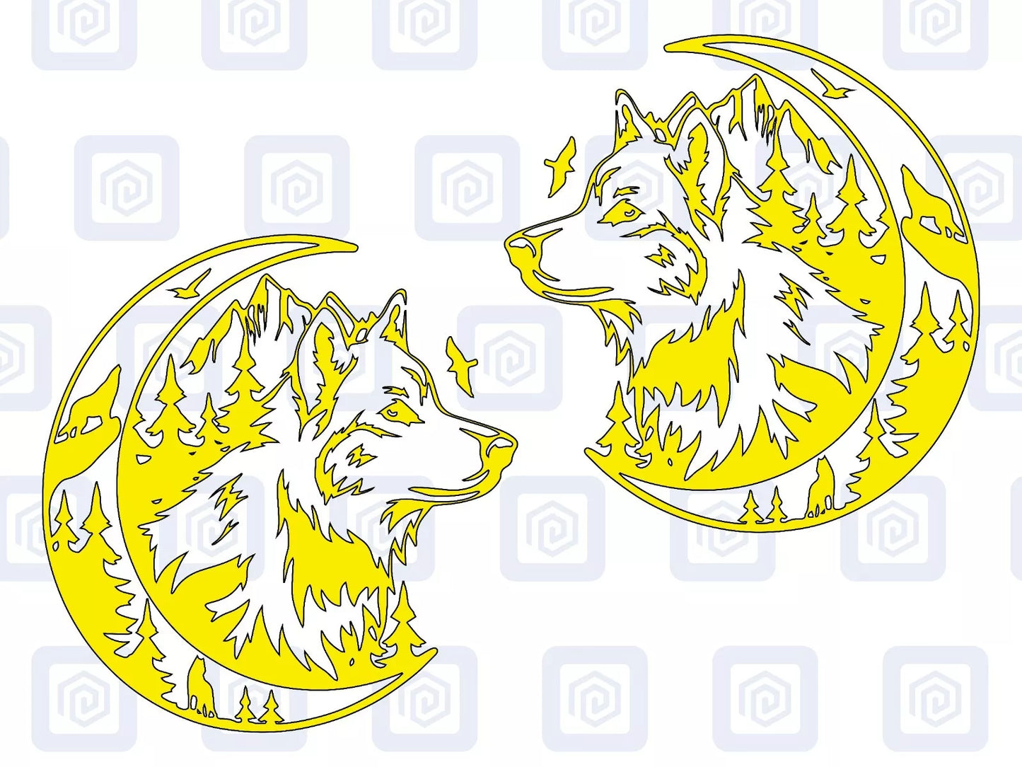 LARGE 2x Wolf Mountain Moon Vinyl Decals For Camper Van Caravan Sticker Graphic