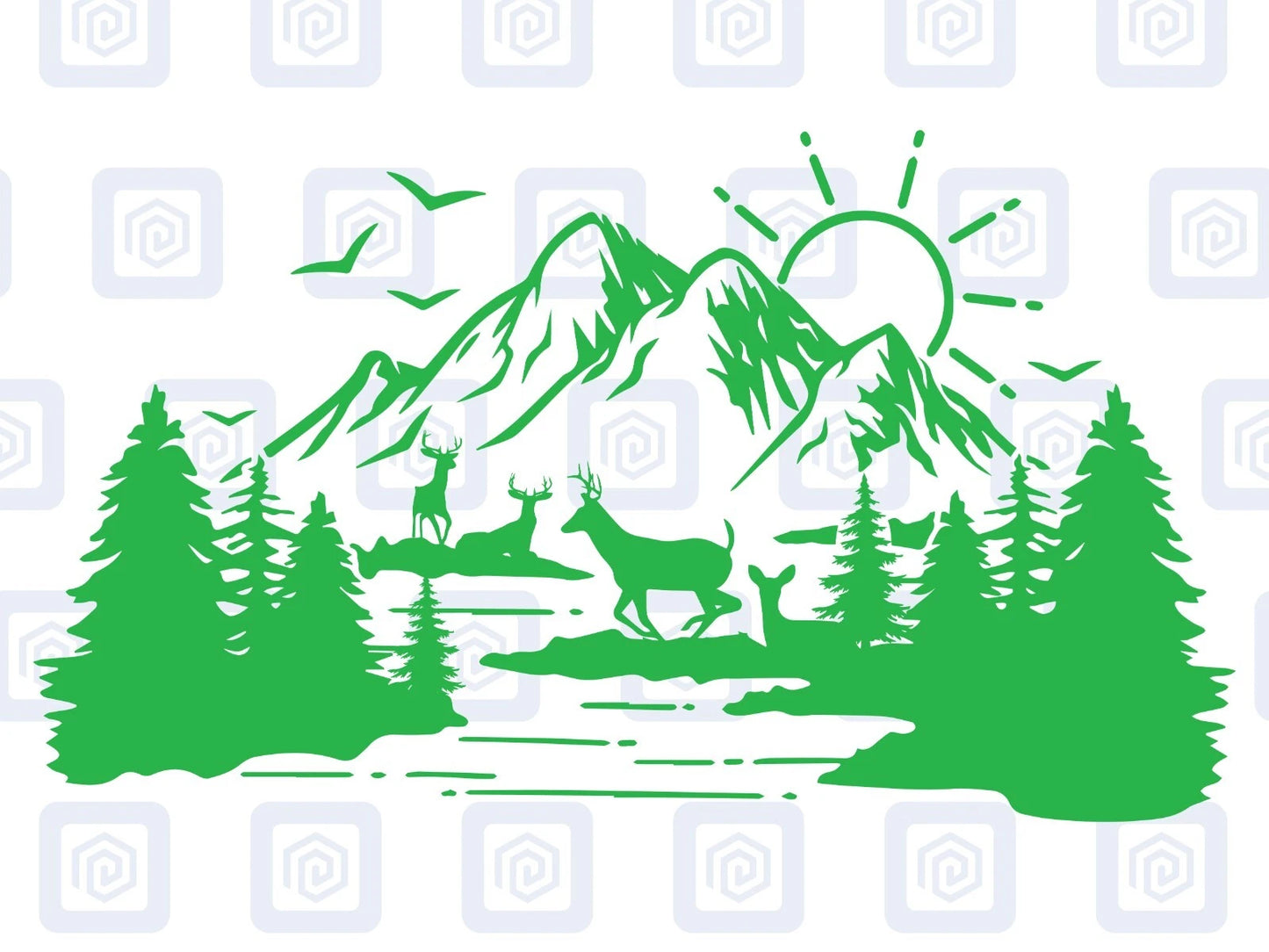 Scenic Lake Deer Mountain Vinyl Decal Campervan Van Caravan Sticker Graphic