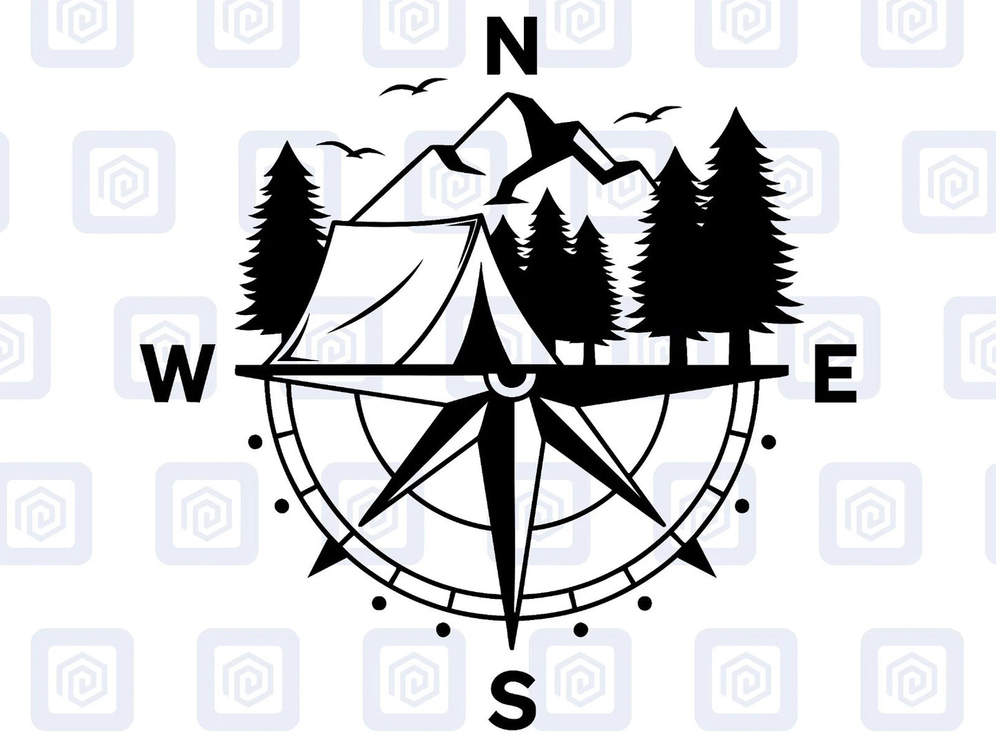 LARGE 2x Compass Camping Vinyl Decals For Camper Van Caravan Sticker Graphic