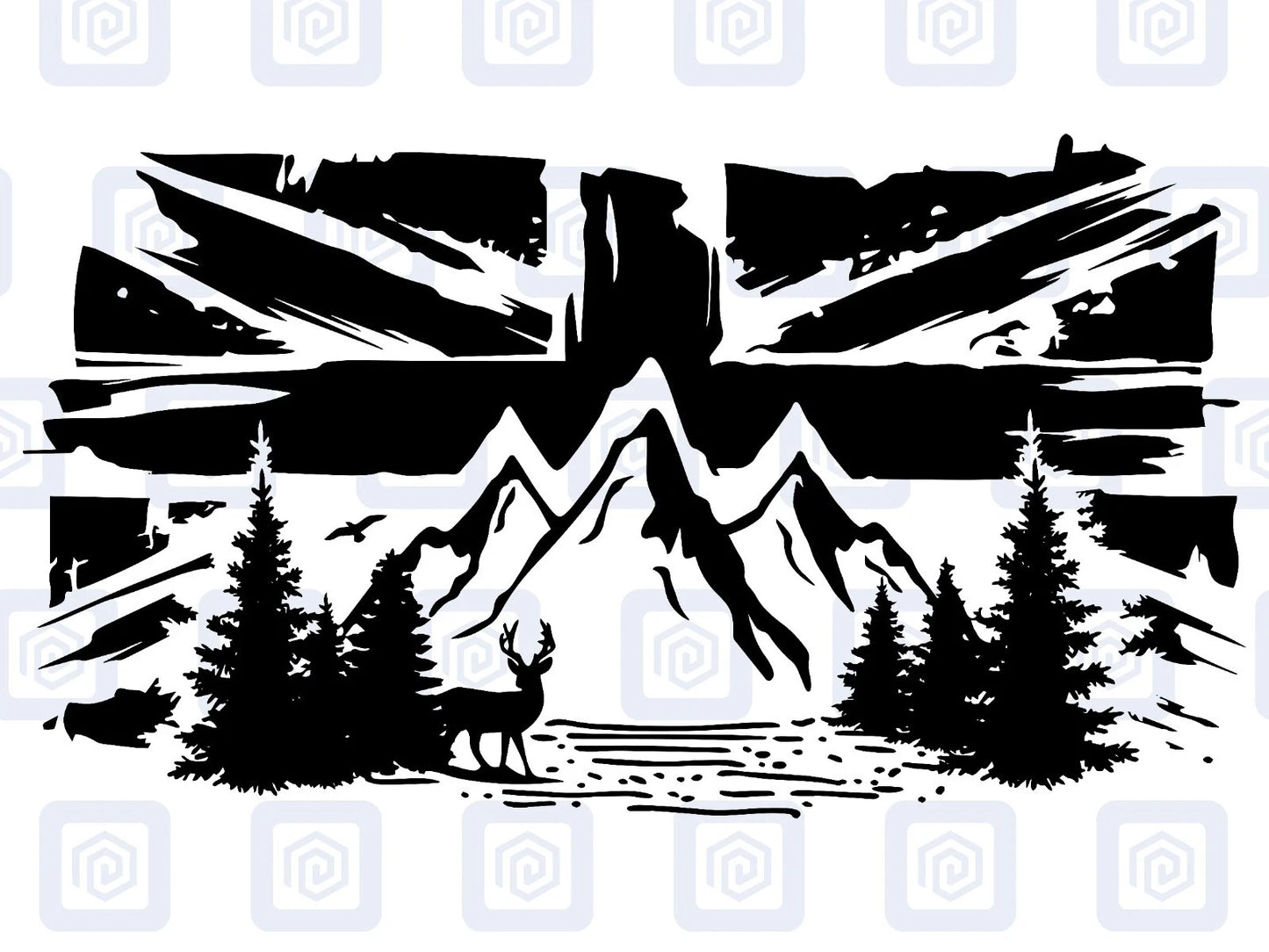 Union Jack Mountain Deer Vinyl Decals For Camper Van Caravan Sticker Graphic