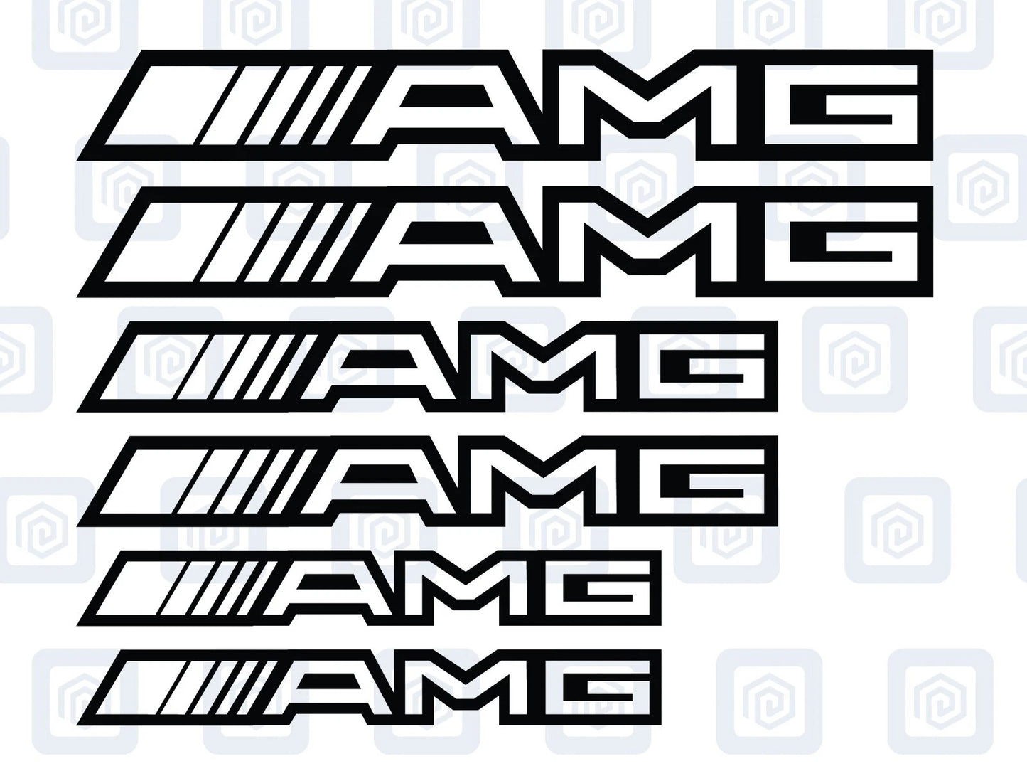 AMG Hollow Letter Brake Caliper Decal Style Stickers - 3 SIZES - x 6