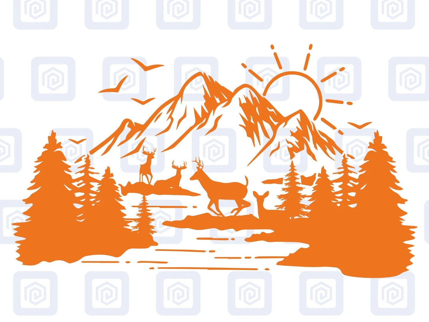 Scenic Lake Deer Mountain Vinyl Decal Campervan Van Caravan Sticker Graphic