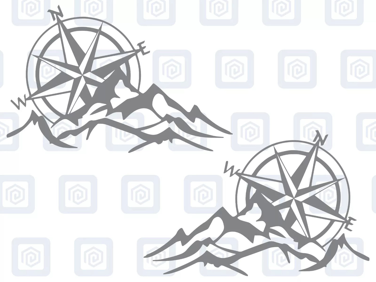 SMALL 2x Compass Mountain Vinyl Decals For Camper Van Caravan Sticker Graphic