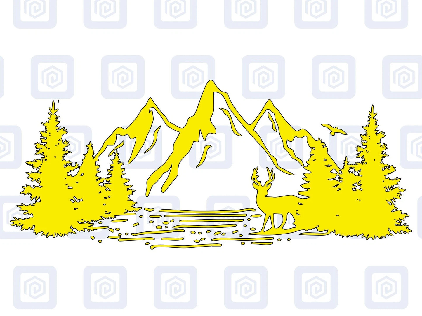 LARGE Forrest Mountain Lake Deer Decal Campervan Van Caravan Sticker Graphic