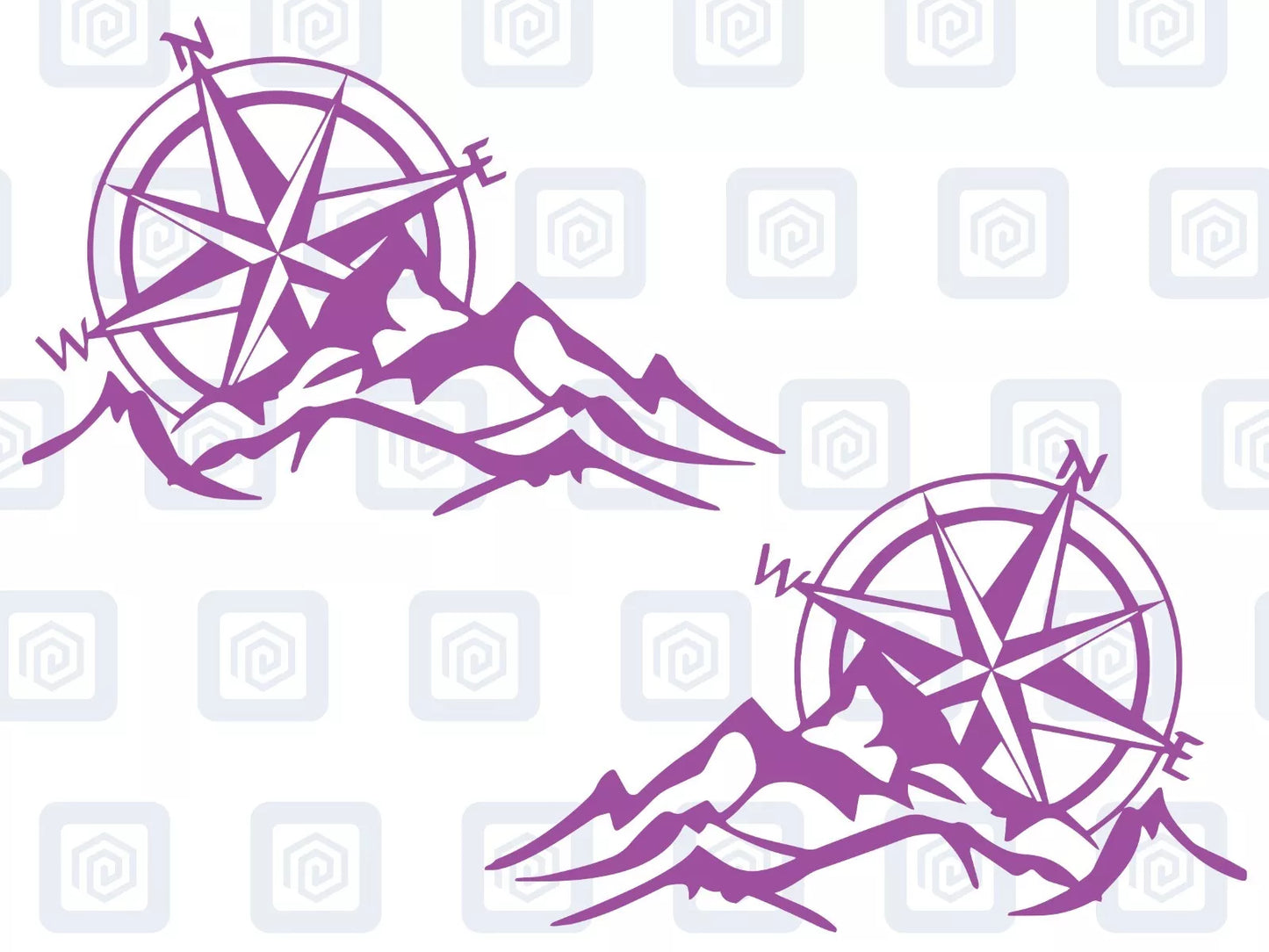 LARGE 2x Compass Mountain Vinyl Decals For Camper Van Caravan Sticker Graphic