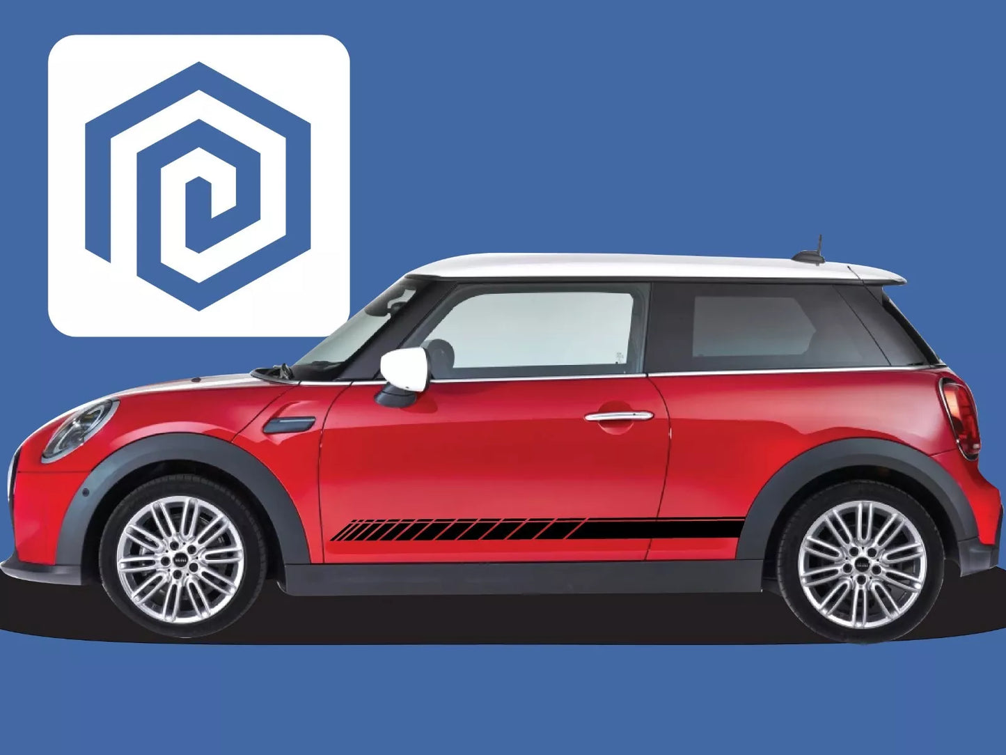 Mini Cooper S JCW One Racing Side Stripe Decal Sticker Pair (Set of 2)
