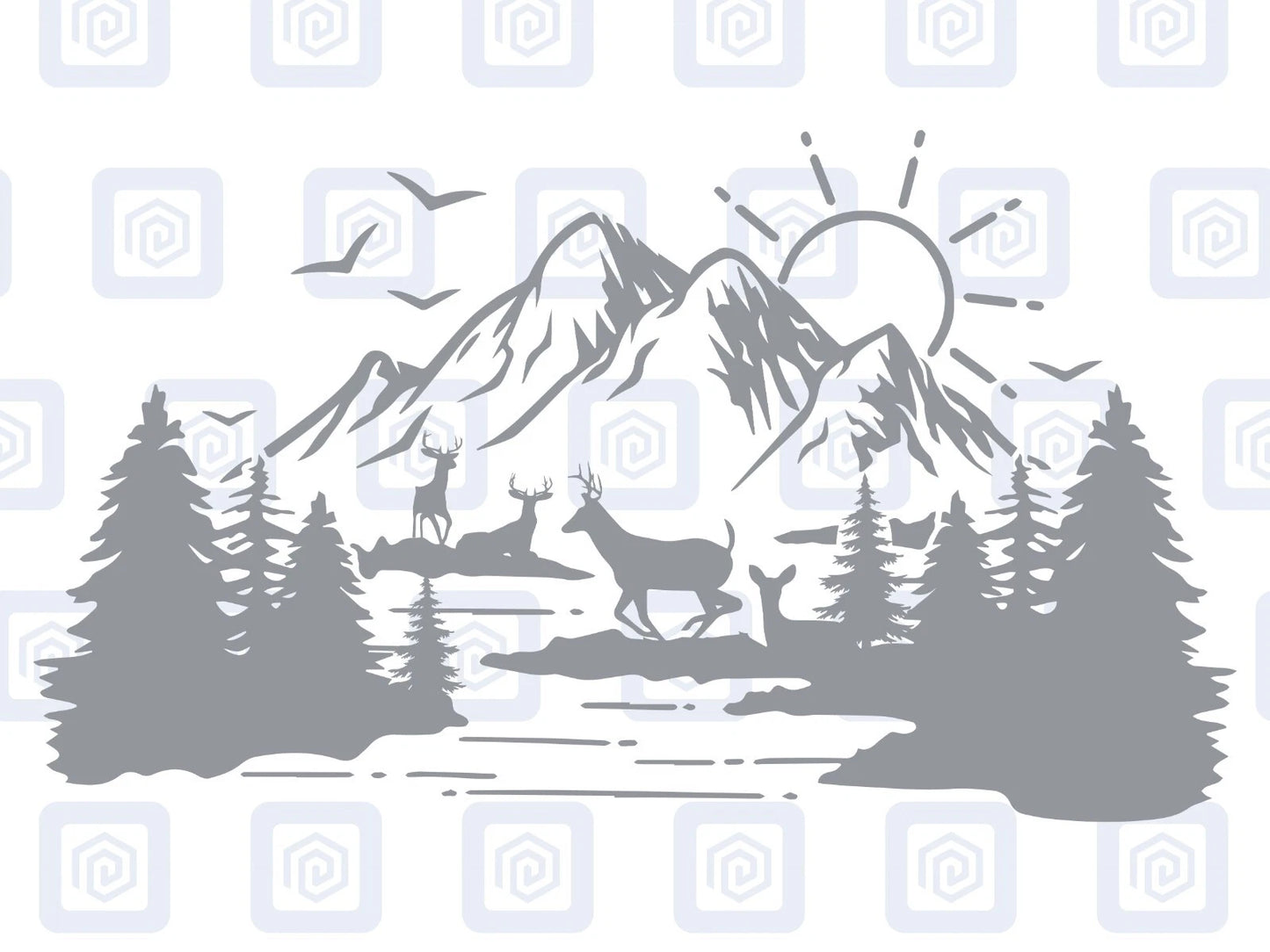 Scenic Lake Deer Mountain Vinyl Decal Campervan Van Caravan Sticker Graphic