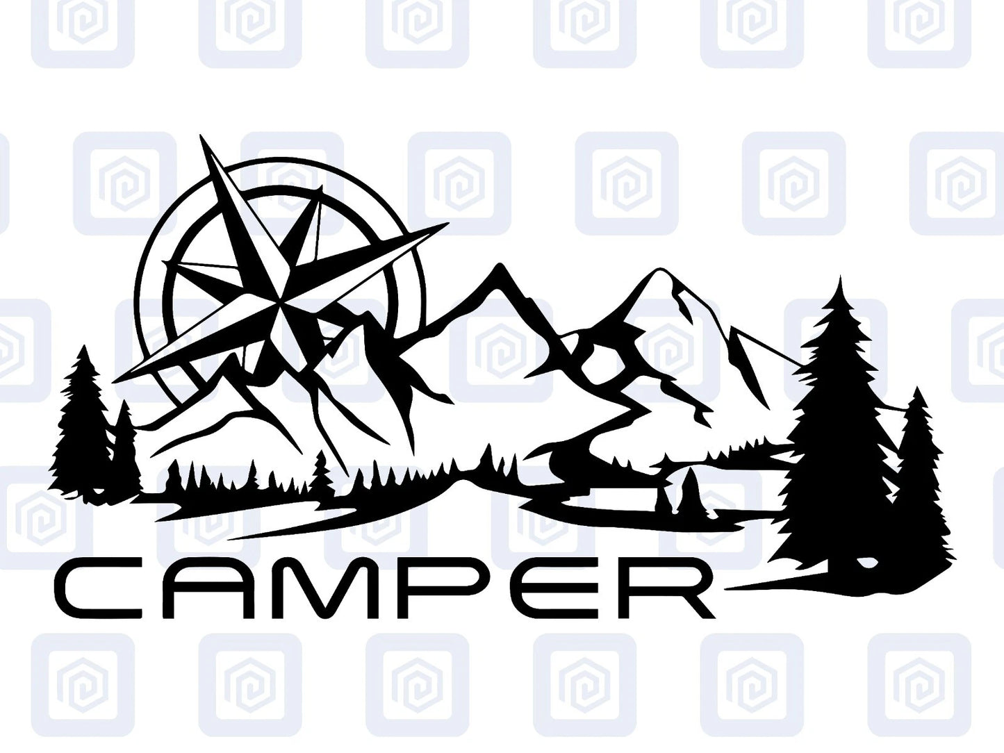 Camper Mountain Wood Vinyl Decals For Camper Van Caravan Sticker Graphic