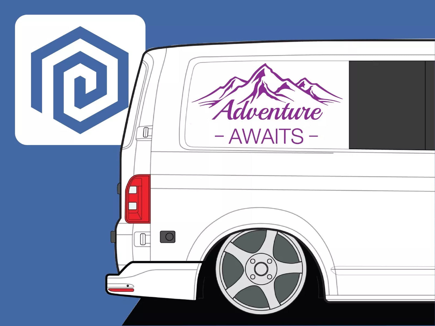 2x Adventure Awaits Vinyl Decals For Camper Motorhome Caravan Sticker Graphic