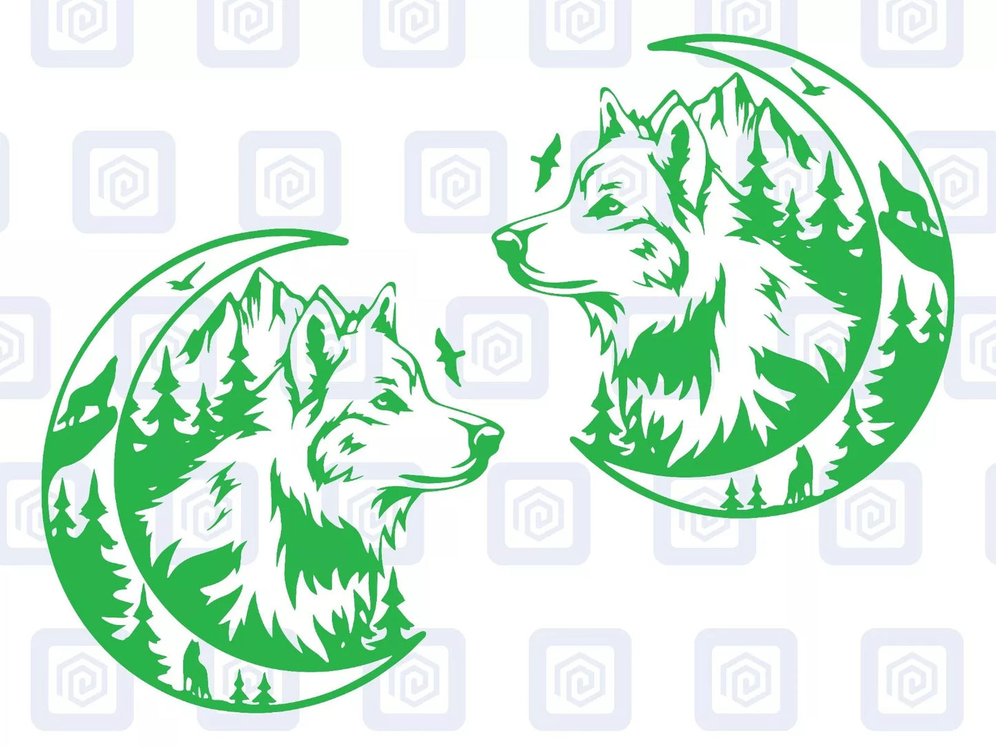 LARGE 2x Wolf Mountain Moon Vinyl Decals For Camper Van Caravan Sticker Graphic