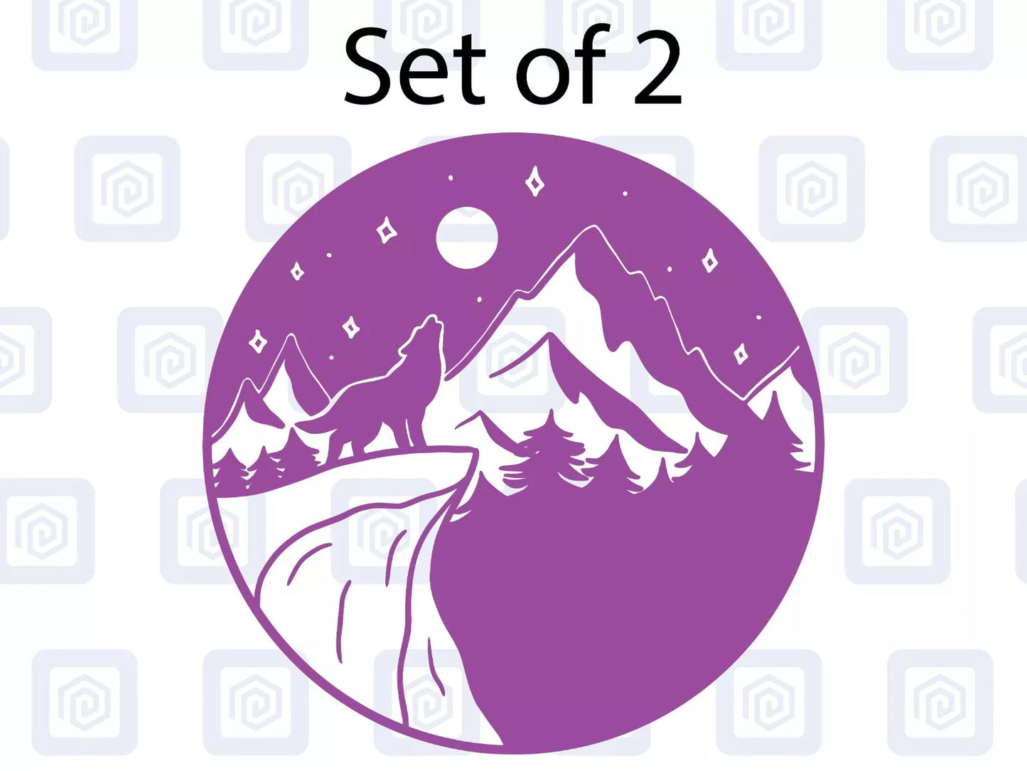 2x Wolf Moon & Mountain Vinyl Decals For Camper Van Caravan Sticker Graphic