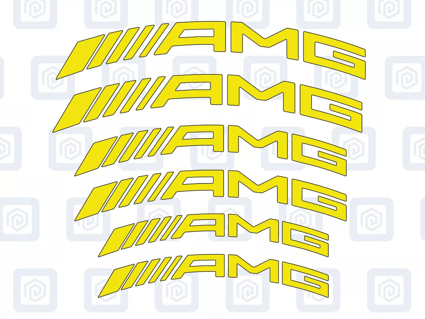 AMG Curved Brake Caliper Decal Style Stickers - 3 SIZES - x 6