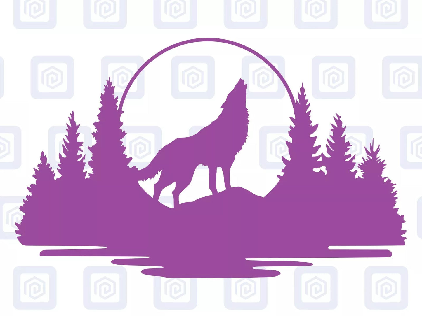 LARGE Forrest Howling Lake Wolf Wood Decal Campervan Van Caravan Sticker Graphic